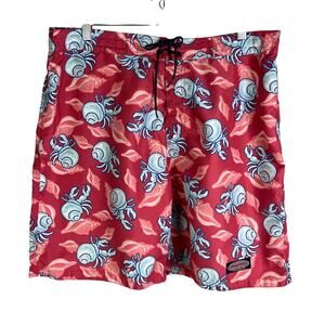 Vineyard Vines Swimming Trunks Mens Large Red‎ Hermit Crab Print Quick Dry Short